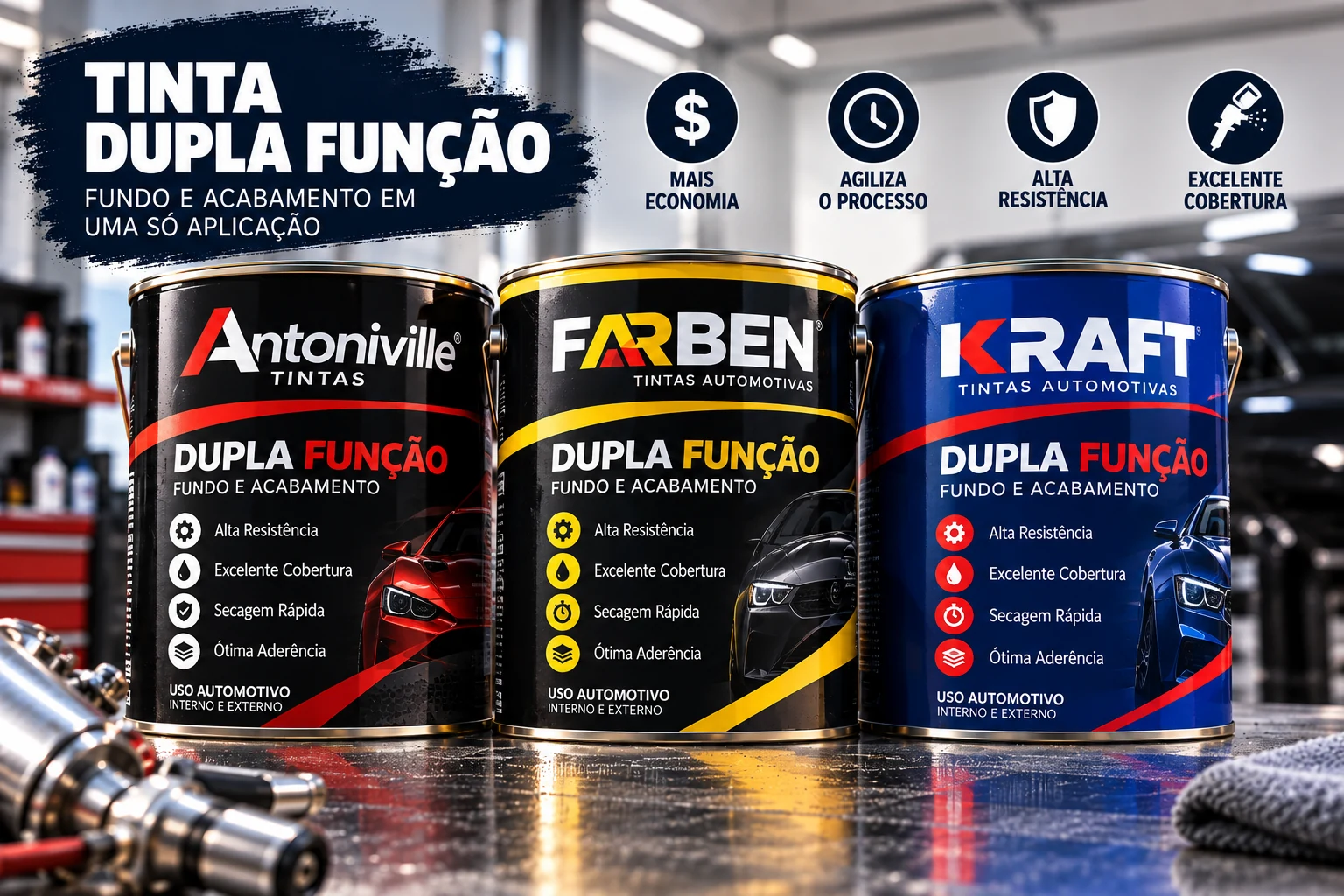 Exemplos de tintas automotivas dupla função