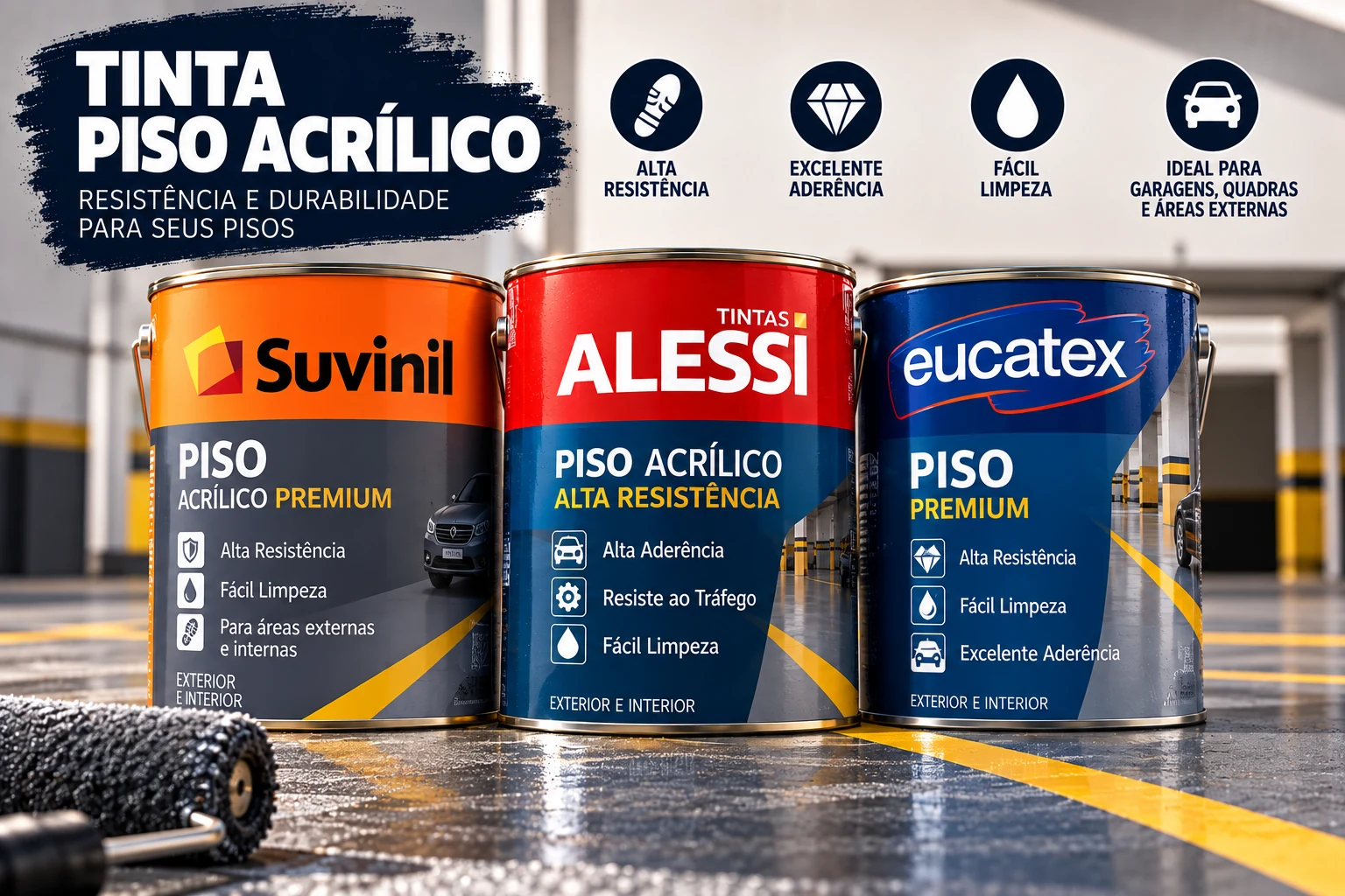 Exemplos de tintas acrílicas para piso